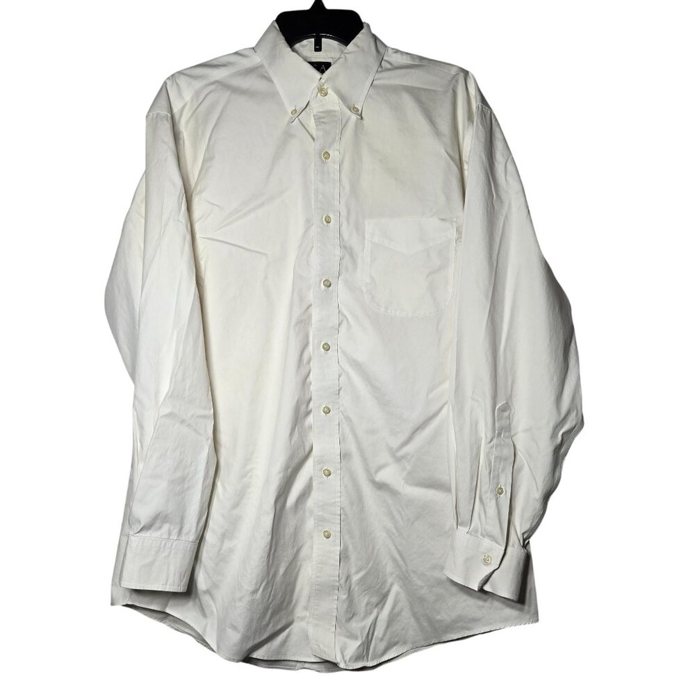 Jos A Bank Travelers Collection White Tailored Fit Long Sleeve Dress Shirt 17 34